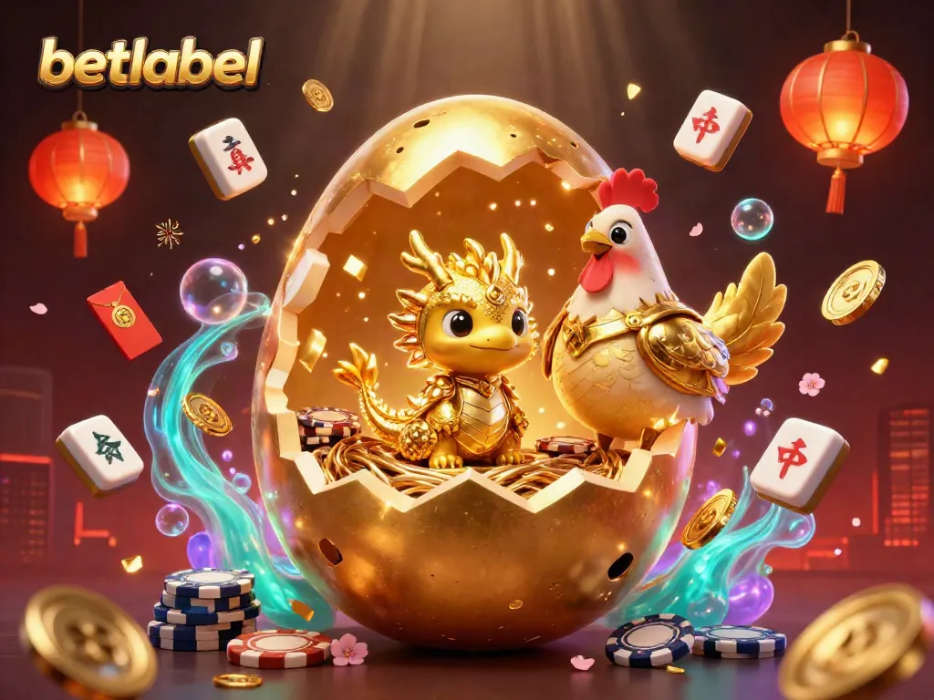 Engage with BetLabel’s thrilling casino experience featuring a golden dragon on poker chips.